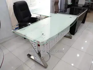 Imported Glass and Iron Leg Office Table