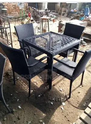 Rattan Set { 4 Chairs Table}