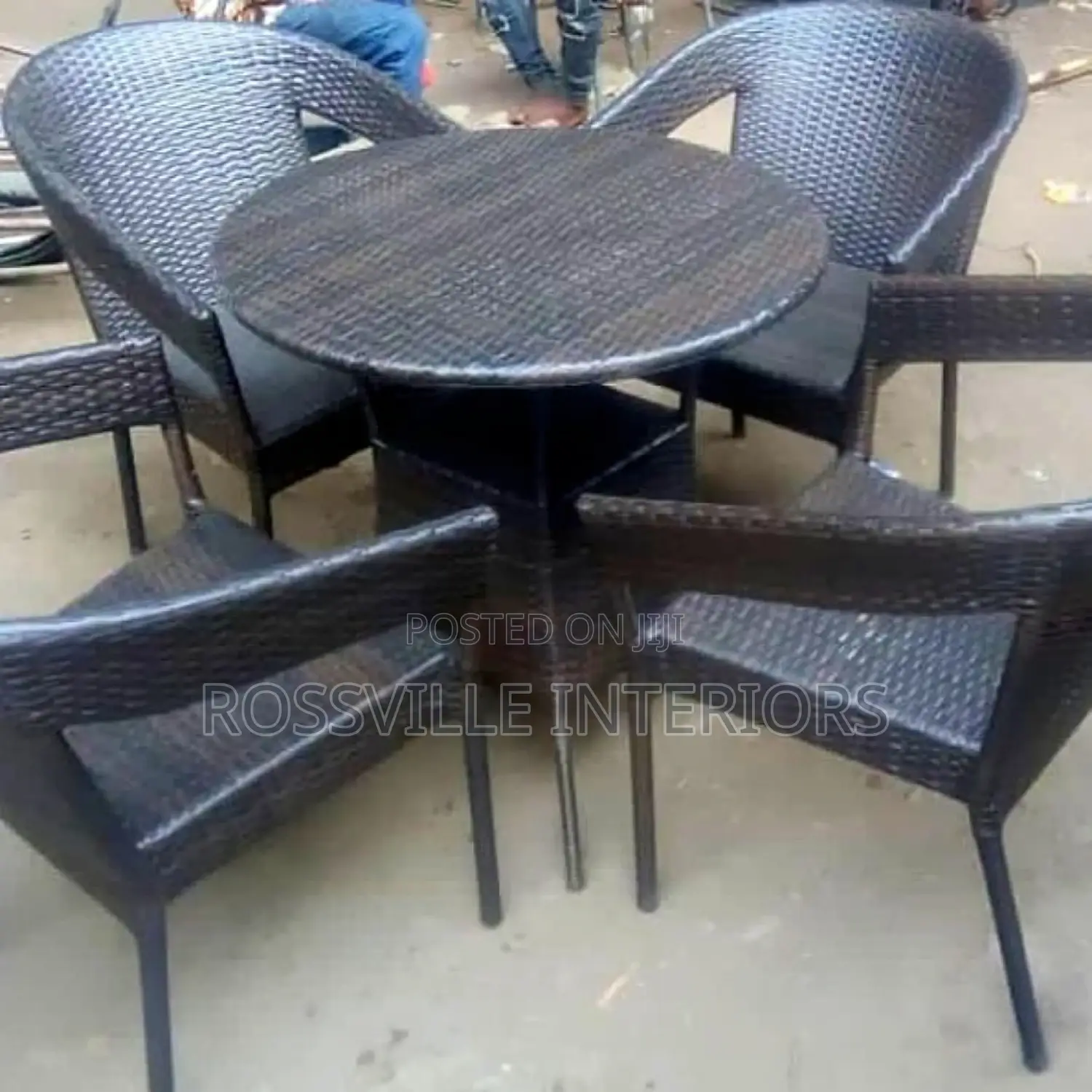 Rattan Set { 4 Chairs Table}