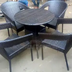 Rattan Set { 4 Chairs Table}