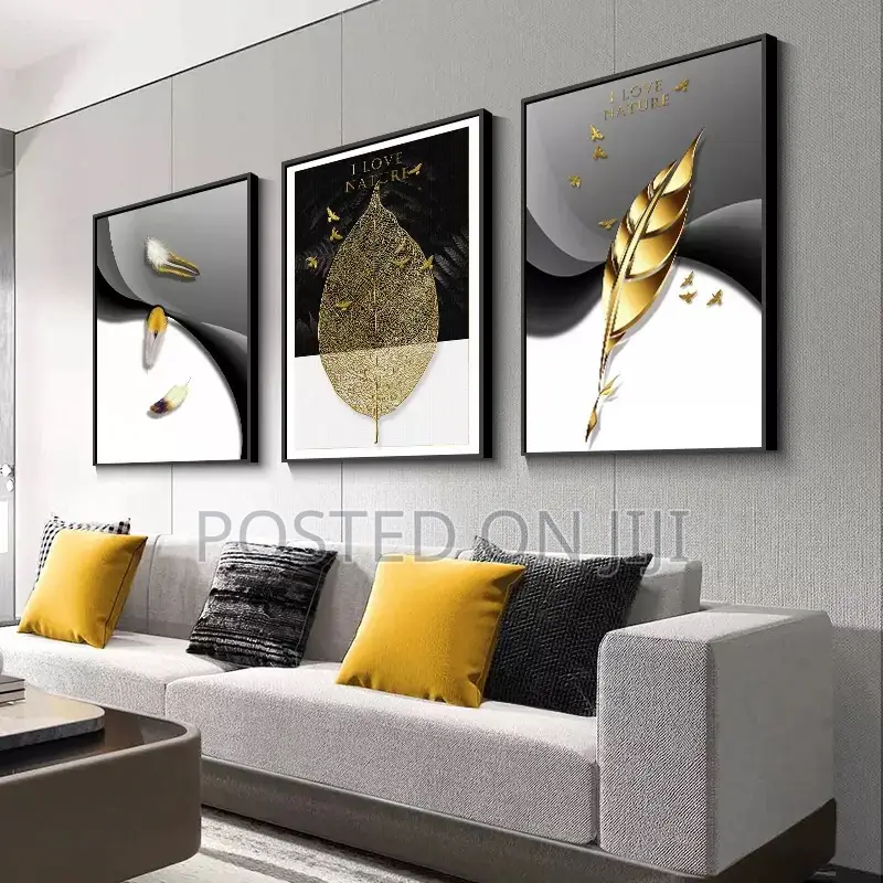 Golden Leaf Feather Canvas