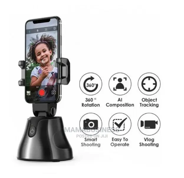 360 Rotation Auto Face Object Tracking Shooting - Black