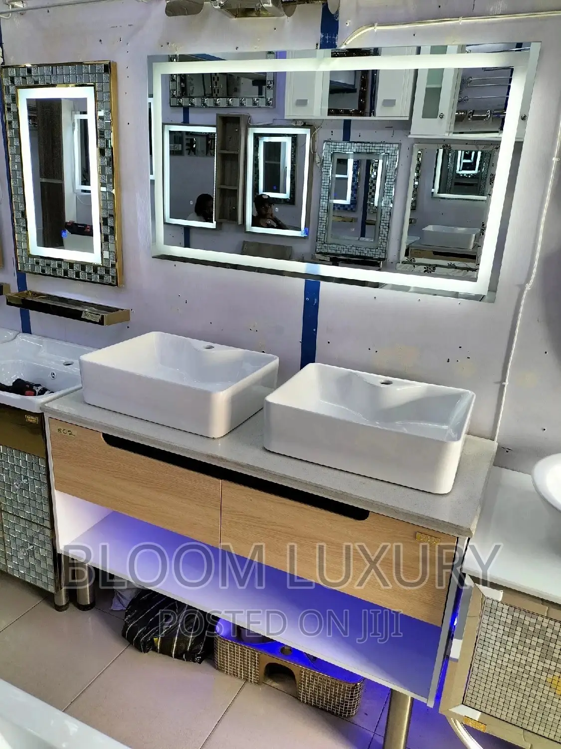Double Cabinet With Led Mirror