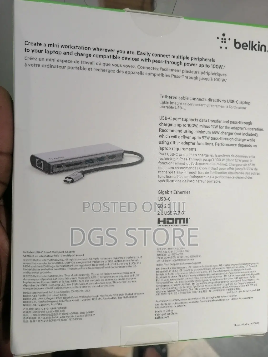 Belkin Connect USB C 6 in 1 Multiport Adapter