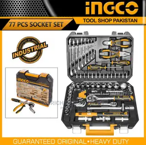 INGCO Industrial 77 PCS 1/4in 1/2in CRV Socket Tool Set