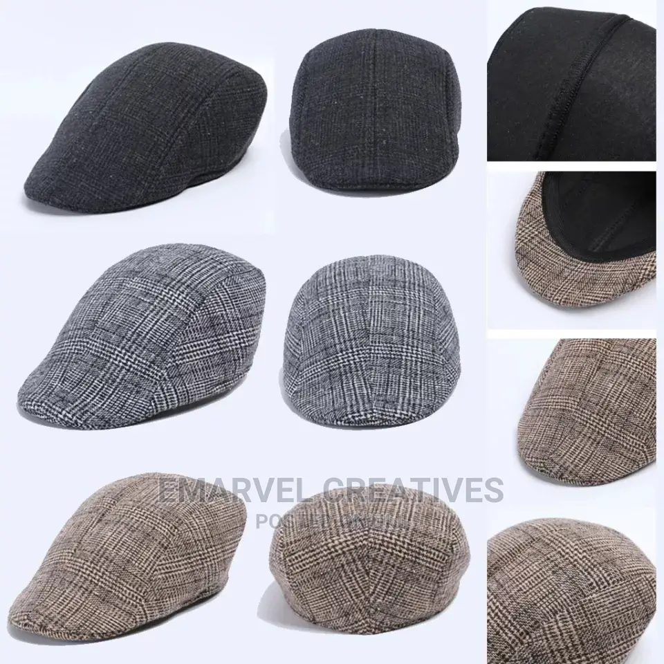 Men Women Houndstooth Retro Hats Casul Breathable