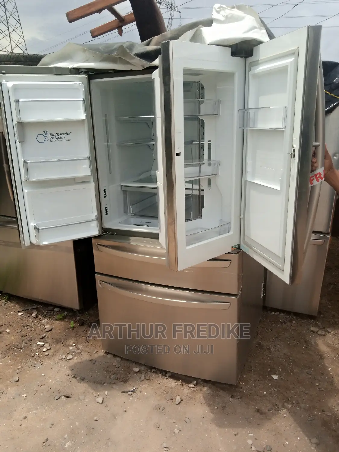 American Refrigerator With Multiple Doors And Functions
