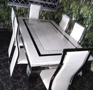 Quality 6-seater Versace Marble Dining Table + 6-exotic Cha