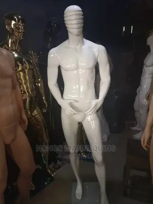 Line Face White Fibre Male Glossy White Display Mannequin
