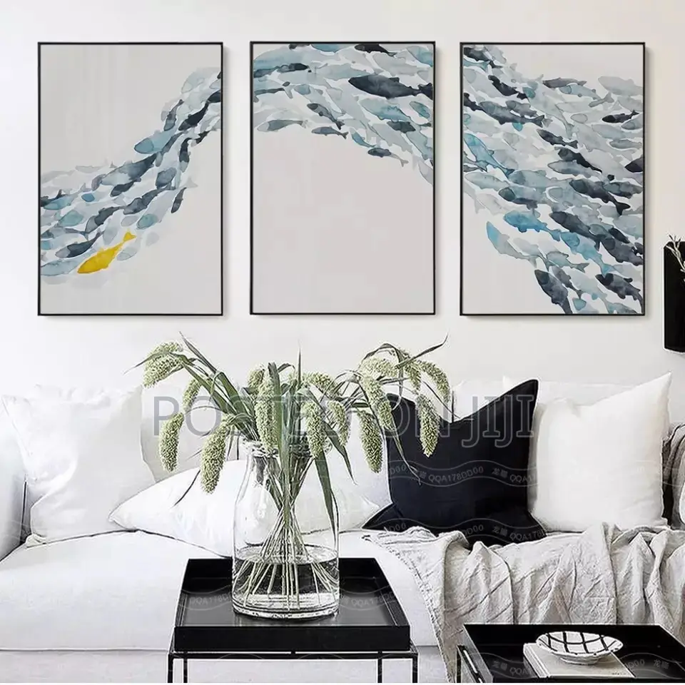 Abstract Fish Group Wall Art