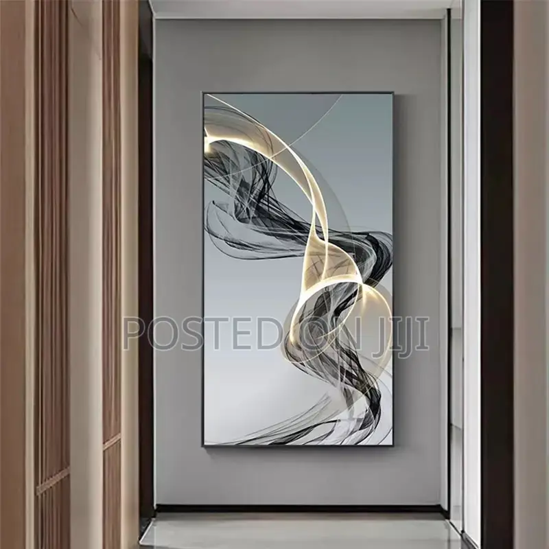 Abstract Black Yellow Line Wall Art