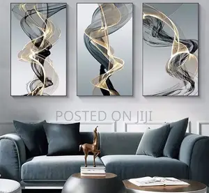 Abstract Black Yellow Line Wall Art