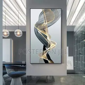 Abstract Black Yellow Line Wall Art