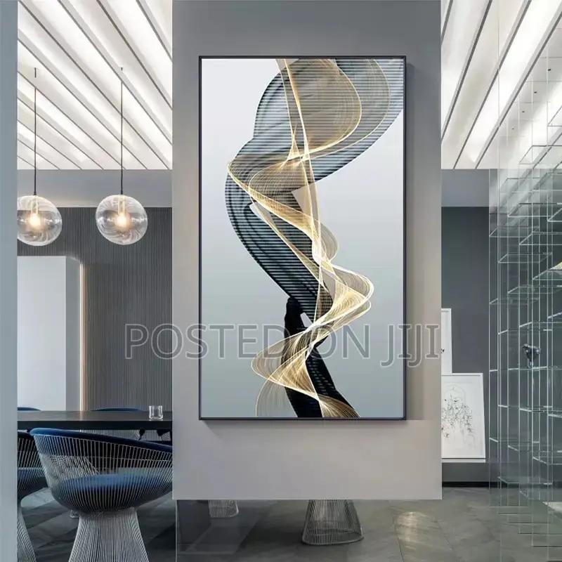 Abstract Black Yellow Line Wall Art