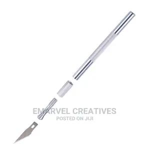 Set Metal Handle Scalpel Blade Knife Wood Paper Cutter