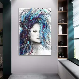 Abstract Colored Woman Hair Wall Art