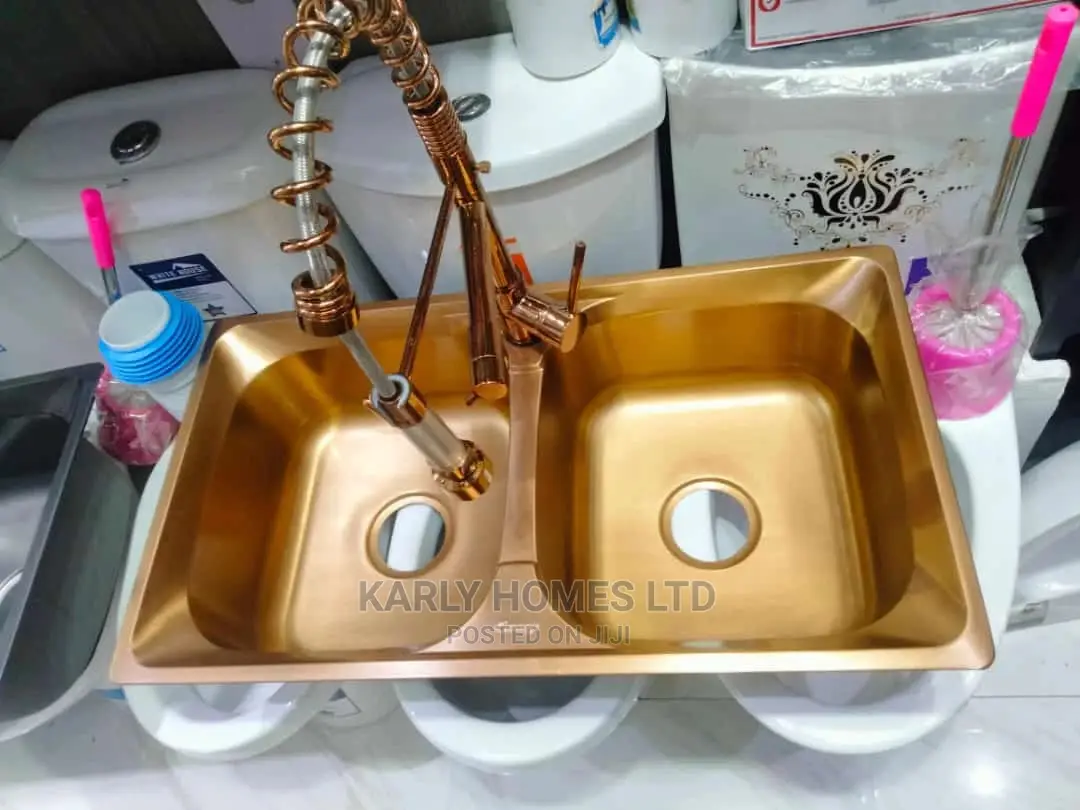 Big Rose Golden Double Bowl Kitchen Sink
