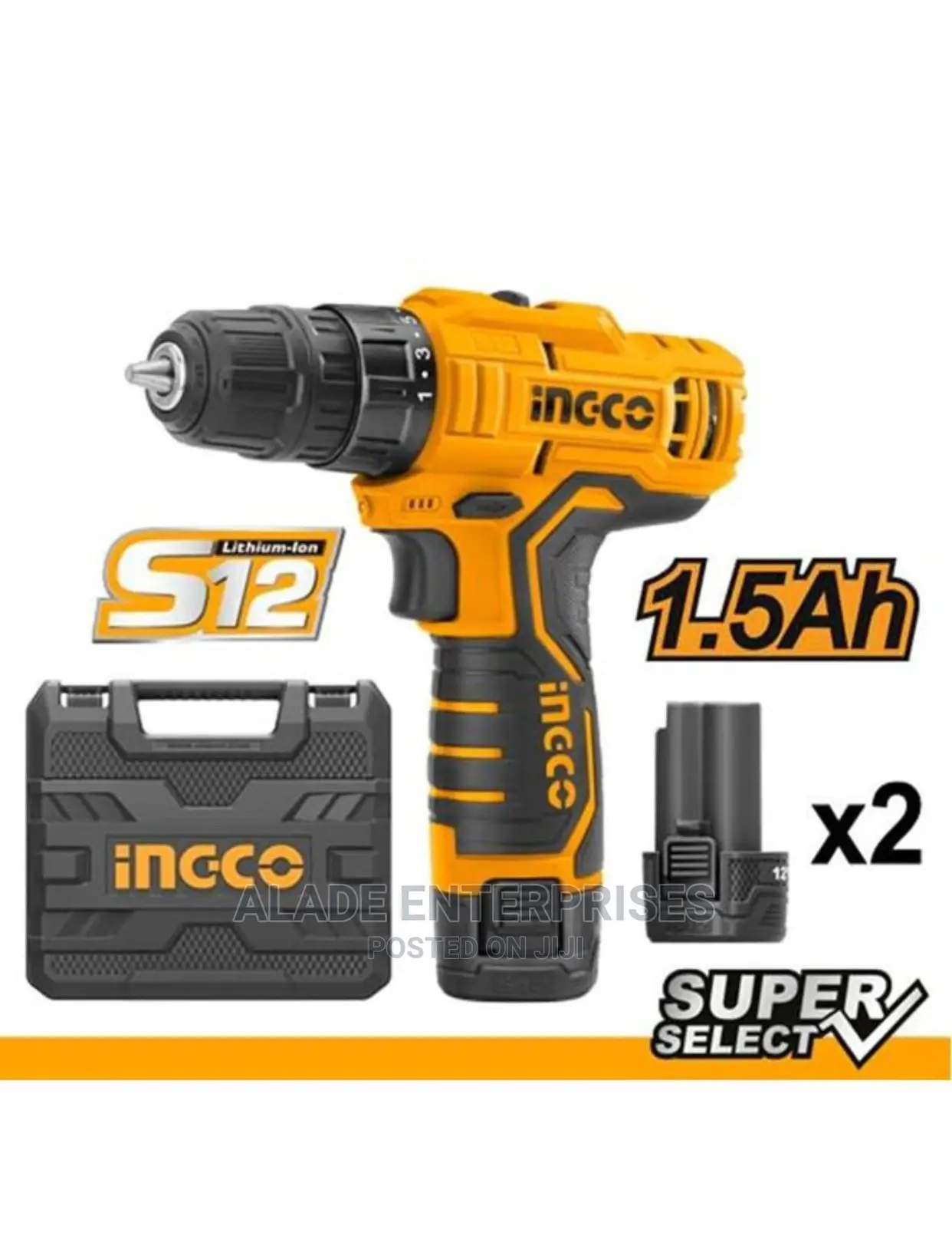 Ingco Cordless Drill With Two Battery 12v