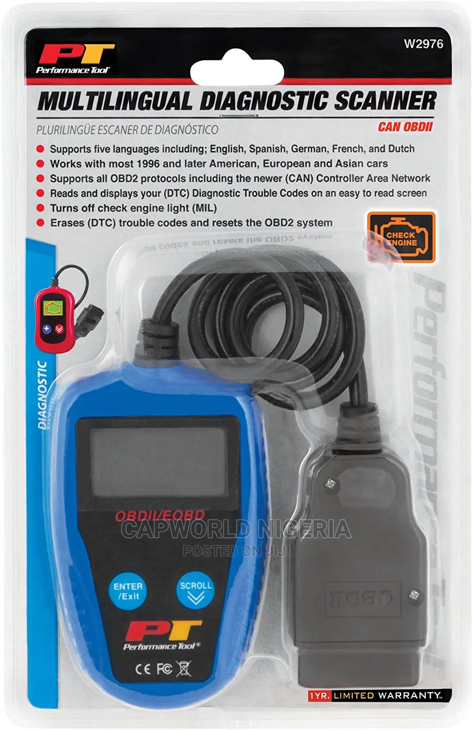 Performance Tool W2976 Universal Multilingual Obdii Scanner