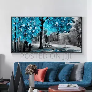 Blue and Yellow Leaves Oil Painting Print