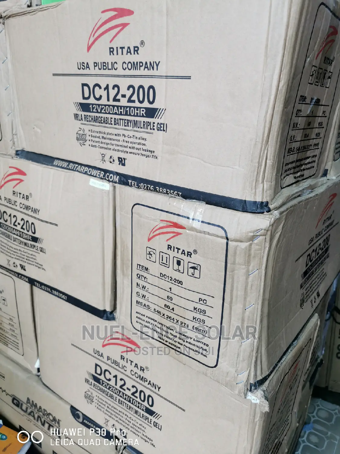 12v 200ah Ritar GEL Battery