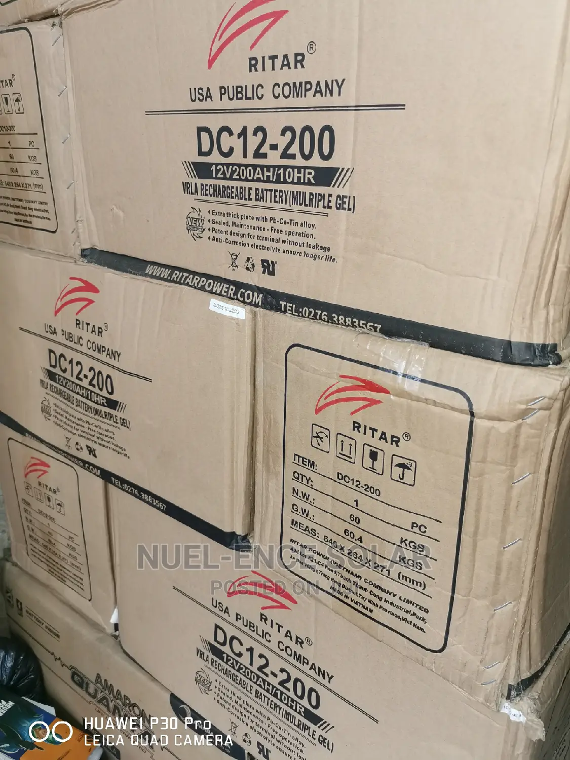 12v 200ah Ritar GEL Battery