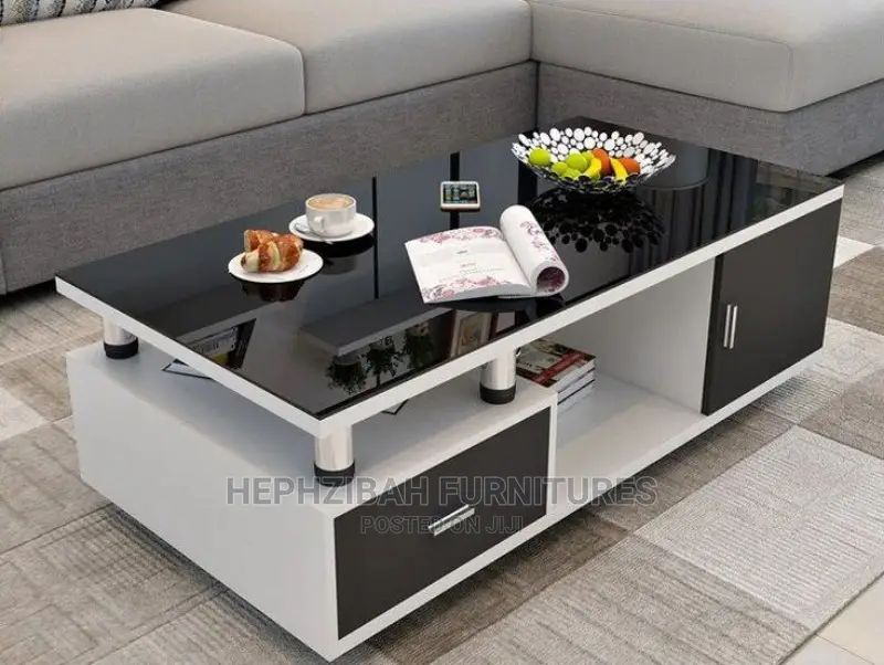 Modern White Center Table With Glass Top