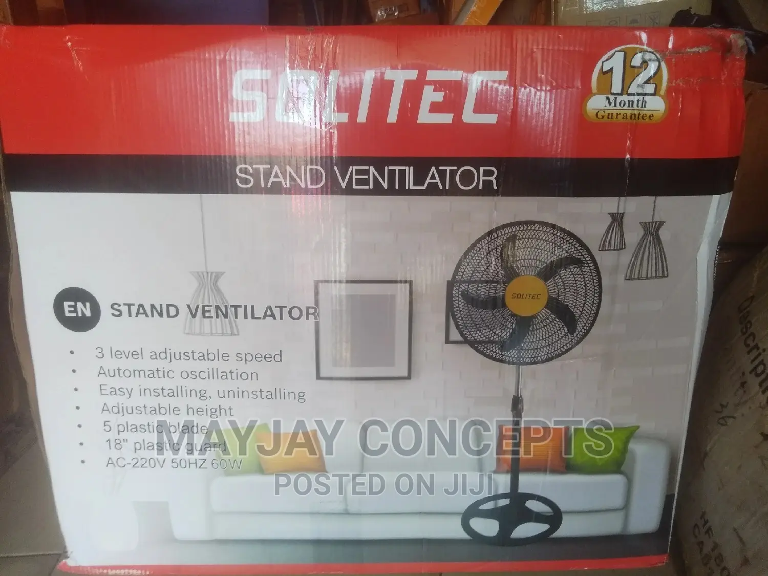 Solitec 18inches Powerful Standing Fan-5 Blades
