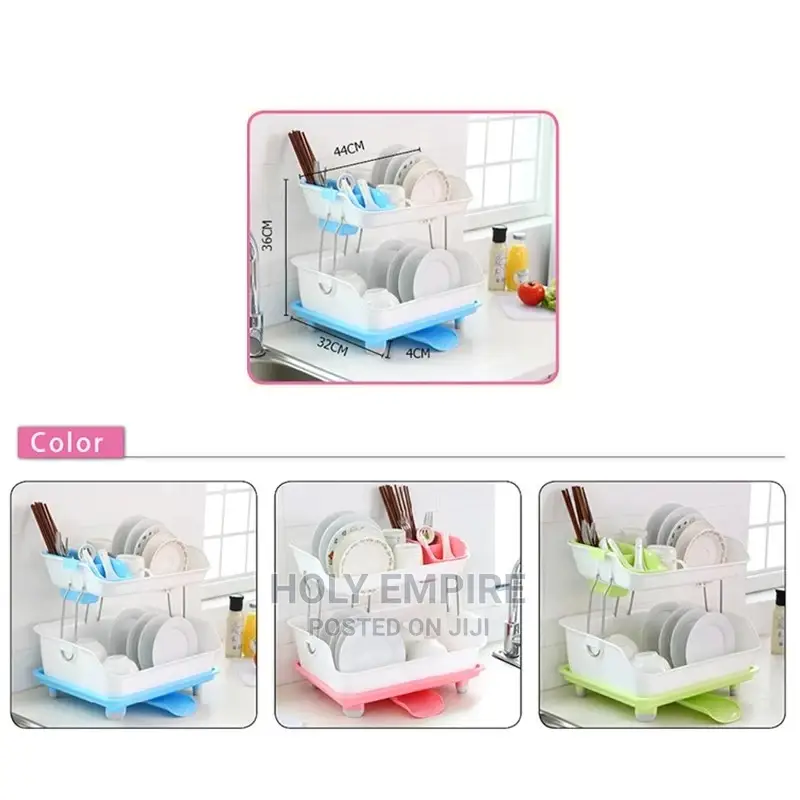 Double Layer Dish Drying Rack Storage Drain Rack