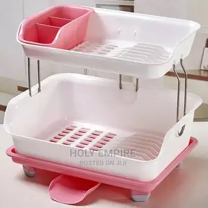Double Layer Dish Drying Rack Storage Drain Rack