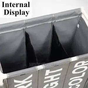 Folding Dirty Laundry Basket 3 Compartments Clothes Organize