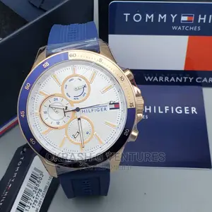 Tommy Hilfiger Chronograph Gold Rubber Strap Watch