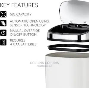 Tower T80903 Square Sensor Bin With , 58 Litre