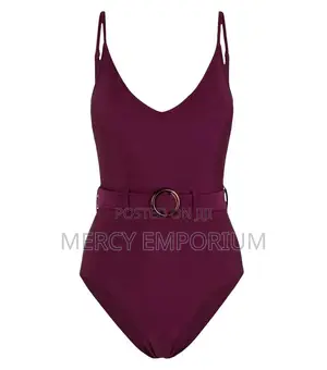 Burgundy Belted Swimsuit