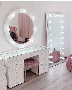 Make-Up Dressing Table, With Round Mirror