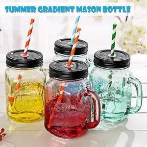 Transparent Fruit Juice Cool Drink Glass Cup Mug Mason Jar