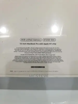 New Laptop Apple MacBook Pro 2020 8GB Apple M1 SSD 512GB