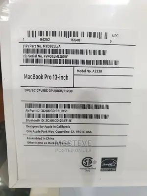 New Laptop Apple MacBook Pro 2020 8GB Apple M1 SSD 512GB