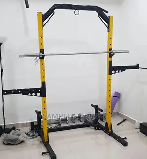 Adjustable Half Power Squat Rack With Dip Bars,