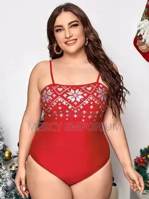 Plus Snowflake Contrast Sequin One Piece Swimsuit
