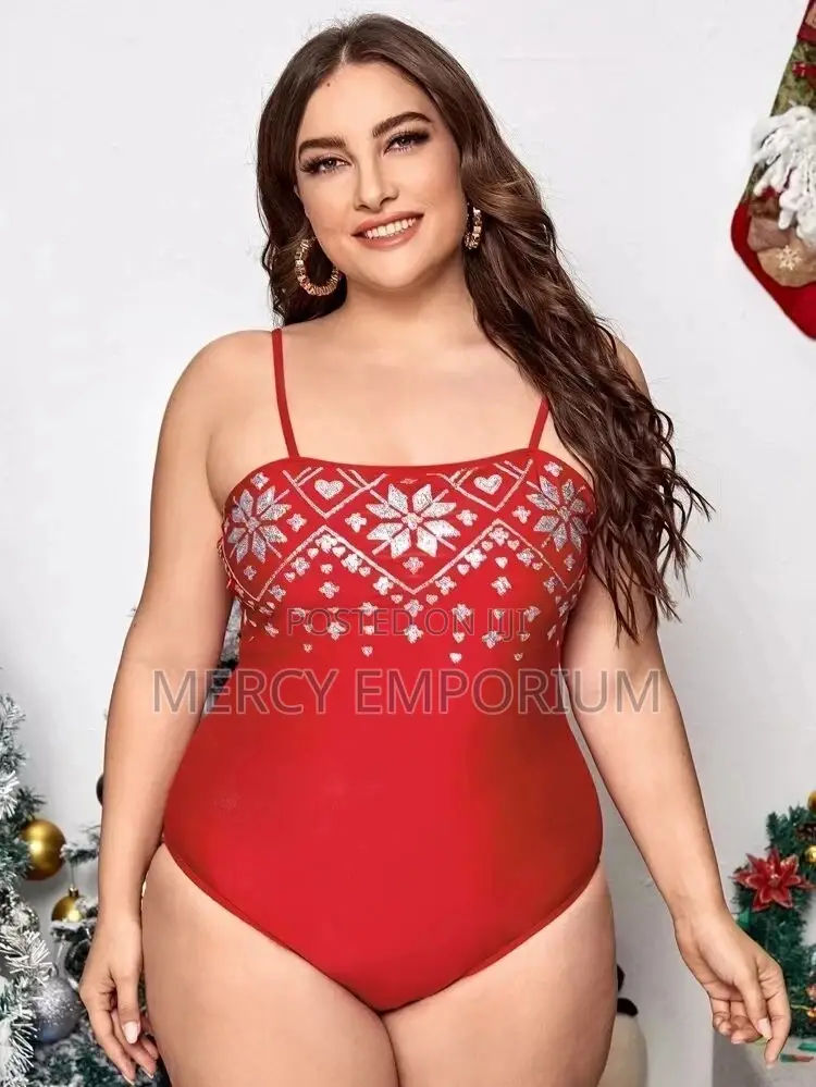 Plus Snowflake Contrast Sequin One Piece Swimsuit