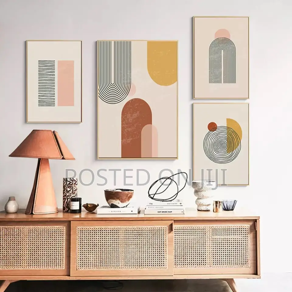 Boho Abstract Rainbow Beige Painting