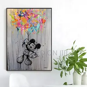 Black and White Mickey Mouse Graffiti Canvas