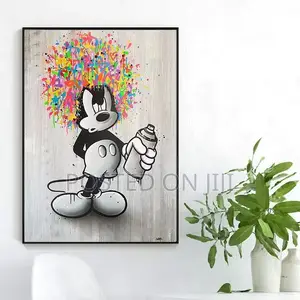 Black and White Mickey Mouse Graffiti Canvas