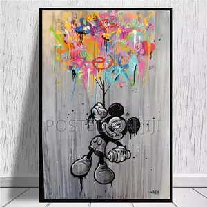 Black and White Mickey Mouse Graffiti Canvas