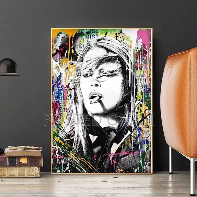 Brigitte Bardot Abstract Art Graffiti Canvas