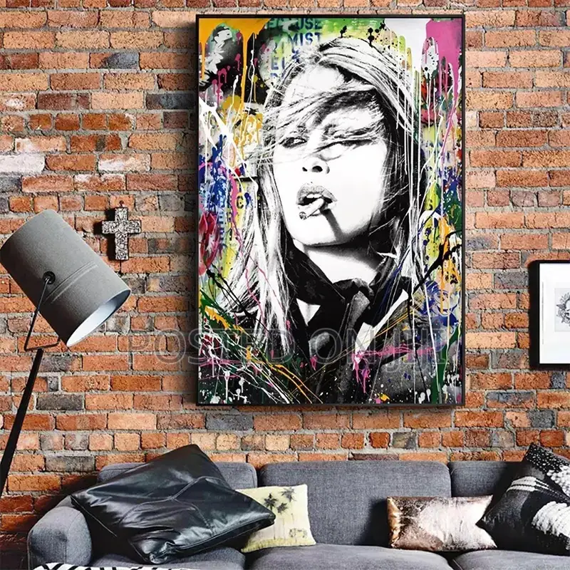 Brigitte Bardot Abstract Art Graffiti Canvas