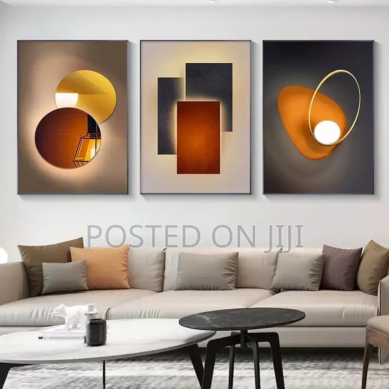 Abstract Orange Geometric Canvas Painting Posters