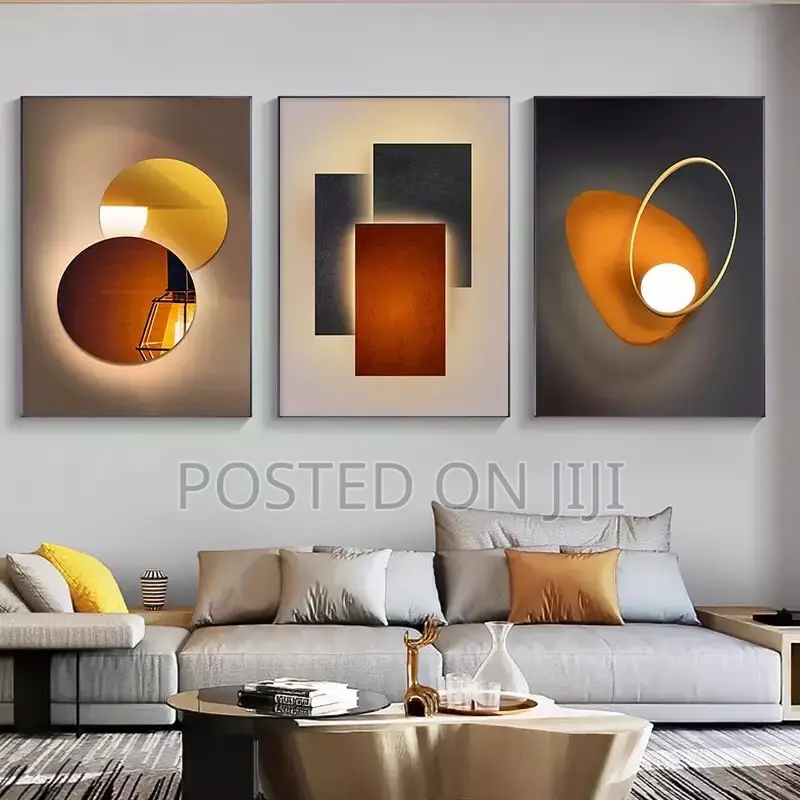 Abstract Orange Geometric Canvas Painting Posters