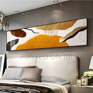 Abstract Blocks Orange Blue Bedside Poster Print